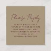 Budget Burgundy Script Gold Wedding QR Code UAWG Begleitkarte (Vorderseite)