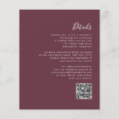 Budget Burgundy Script QR Code Einladung Hochzeit (Rückseite)