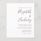 Budget Burgundy Script QR Code Einladung Hochzeit (Vorderseite)