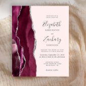 Budget Burgundy Silver Agate Blush Wedding Invite
