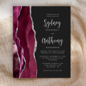 Budget Burgundy Silver Agate Calligrafy Wedding