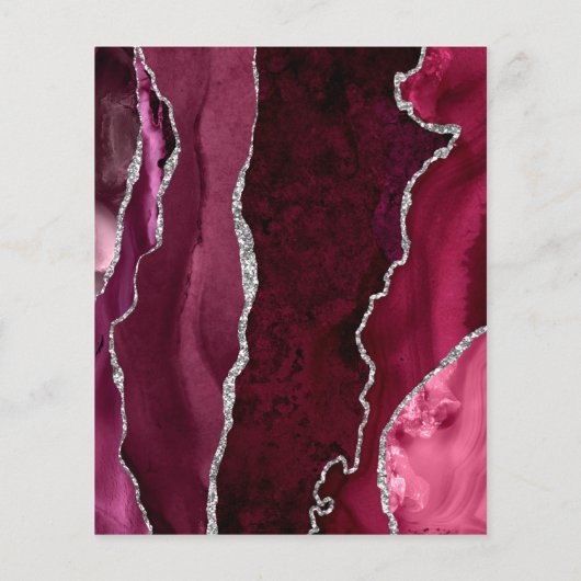 Budget Burgundy Silver Agate Calligrafy Wedding (Rückseite)