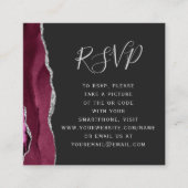 Budget Burgundy Silver Agate Dark QR Code RSVP Begleitkarte (Vorderseite)