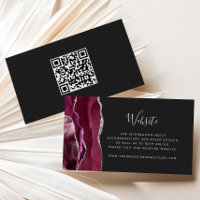 Budget Burgundy Silver Agate Dark Wedding QR Code