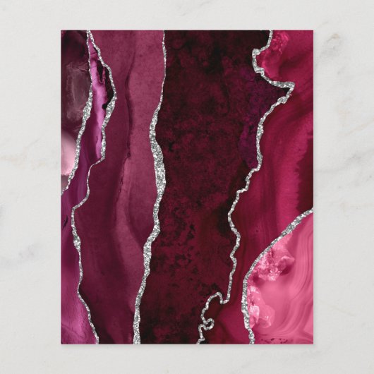 Budget Burgundy Silver Agate Gray Wedding Invite (Rückseite)