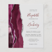 Budget Burgundy Silver Agate Gray Wedding Invite (Vorderseite)