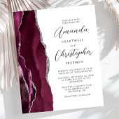 Budget Burgundy Silver Agate Hochzeit Einladung