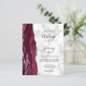 Budget Burgundy Silver Agate Marble Wedite Einladu (Stehend Vorderseite)