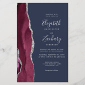 Budget Burgundy Silver Agate Navy Blue Wedding (Vorderseite)
