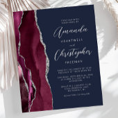 Budget Burgundy Silver Agate Navy Hochzeit Einladu