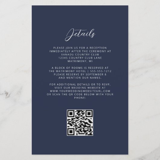 Budget Burgundy Silver Agate Navy QR Code Hochzeit (Rückseite)