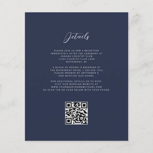 Budget Burgundy Silver Agate Navy QR Code Hochzeit (Rückseite)