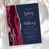 Budget Burgundy Silver Agate Navy Skript Hochzeit
