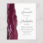 Budget Burgundy Silver Agate QR Code Hochzeit (Vorderseite)