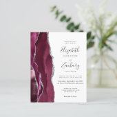 Budget Burgundy Silver Agate QR Code Hochzeit (Stehend Vorderseite)