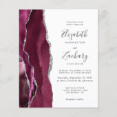 Budget Burgundy Silver Agate QR Code Hochzeit (Vorderseite)