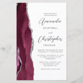 Budget Burgundy Silver Agate QR Code Hochzeit (Vorderseite)