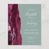 Budget Burgundy Silver Agate Sage Green Wedding (Vorderseite)