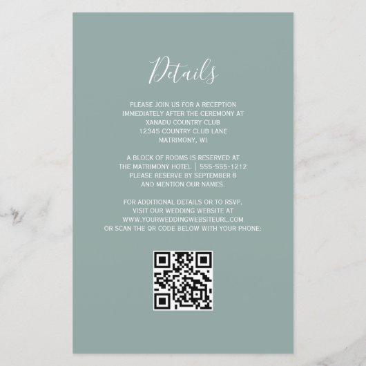 Budget Burgundy Silver Agate Sage QR Code Hochzeit (Rückseite)