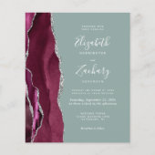 Budget Burgundy Silver Agate Sage QR Code Hochzeit (Vorderseite)