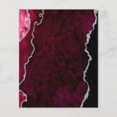 Budget Burgundy Silver Agate Wedding Menu (Rückseite)