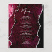 Budget Burgundy Silver Agate Wedding Menu (Vorderseite)