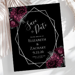 Budget Burgundy Silver Floral Black Wedding