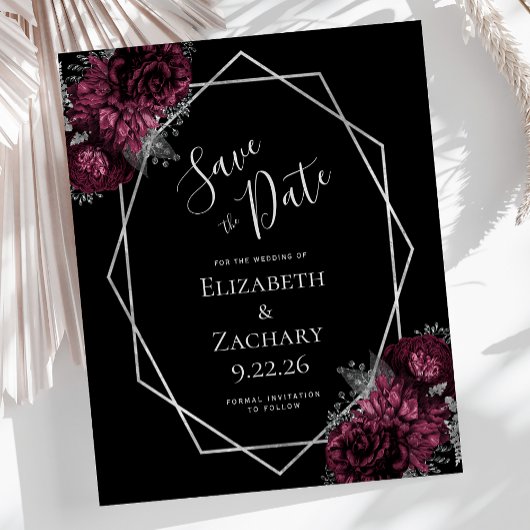 Budget Burgundy Silver Floral Black Wedding