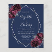 Budget Burgundy Silver Floral Navy Blue Wedding (Vorderseite)