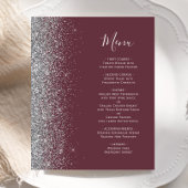 Budget Burgundy Silver Glitzer Edge Wedding Menu