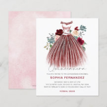 Budget Burgundy Silver Glitzer Kleid Quinceañera