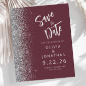 Budget Burgundy Silver Glitzer Save the Date