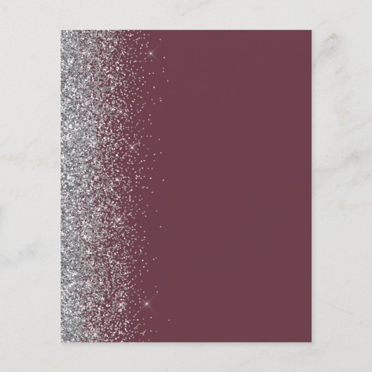 Budget Burgundy Silver Glitzer Save the Date (Rückseite)