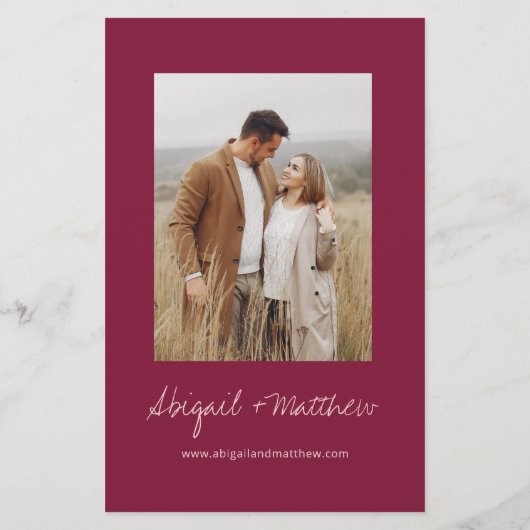 Budget Burgundy Simple Boho Wedding Einladung (Rückseite)