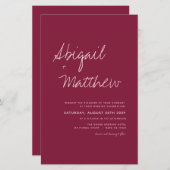Budget Burgundy Simple Boho Wedding Einladung (Vorne/Hinten)