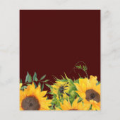 Budget Burgundy Sonnenblumen Einladung Hochzeit (Rückseite)