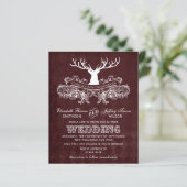 Budget Burgundy Stag Wedding Einladung (Stehend Vorderseite)