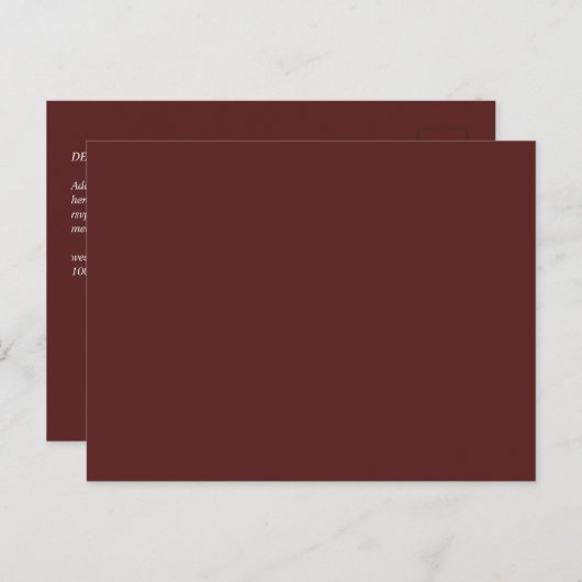 Budget Burgundy UAWG Monochrome Elegant Einfach Postkarte (Vorne/Hinten)