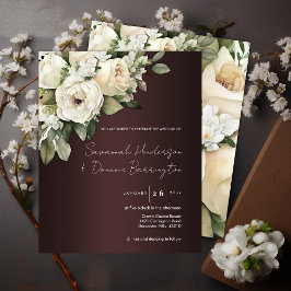 Budget Burgundy und Rose Bouquet Boho Wedding Flyer