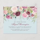 Budget Burgundy Watercolor Floral Brautparty (Vorderseite)