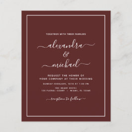 Budget Burgundy Wedding Modern Typografy Flyer