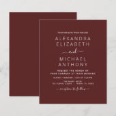 Budget Burgundy Wedding Moderne Typografie (Vorne/Hinten)