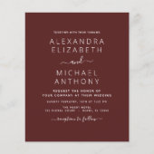 Budget Burgundy Wedding Moderne Typografie (Vorderseite)