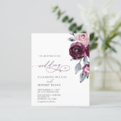 Budget Burgundy White Floral Wedding Invitations (Stehend Vorderseite)