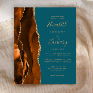 Budget Burnt Orange Agate Aquamarin Wedding