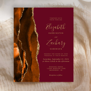 Budget Burnt Orange Agate Burgundy Wedding Einladu