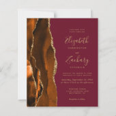 Budget Burnt Orange Agate Burgundy Wedding Einladu (Vorderseite)