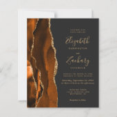Budget Burnt Orange Agate Dark Wedding Einladung (Vorderseite)