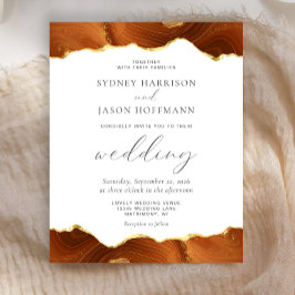 Budget Burnt Orange Agate Gold Hochzeit Einladung