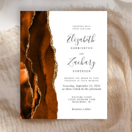 Budget Burnt Orange Agate Hochzeitseinladung